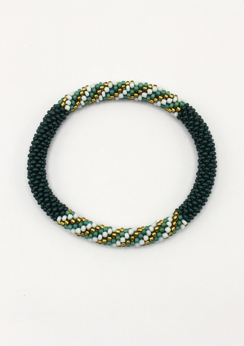Green Mermaid Gold Roll on Beads Bracelet