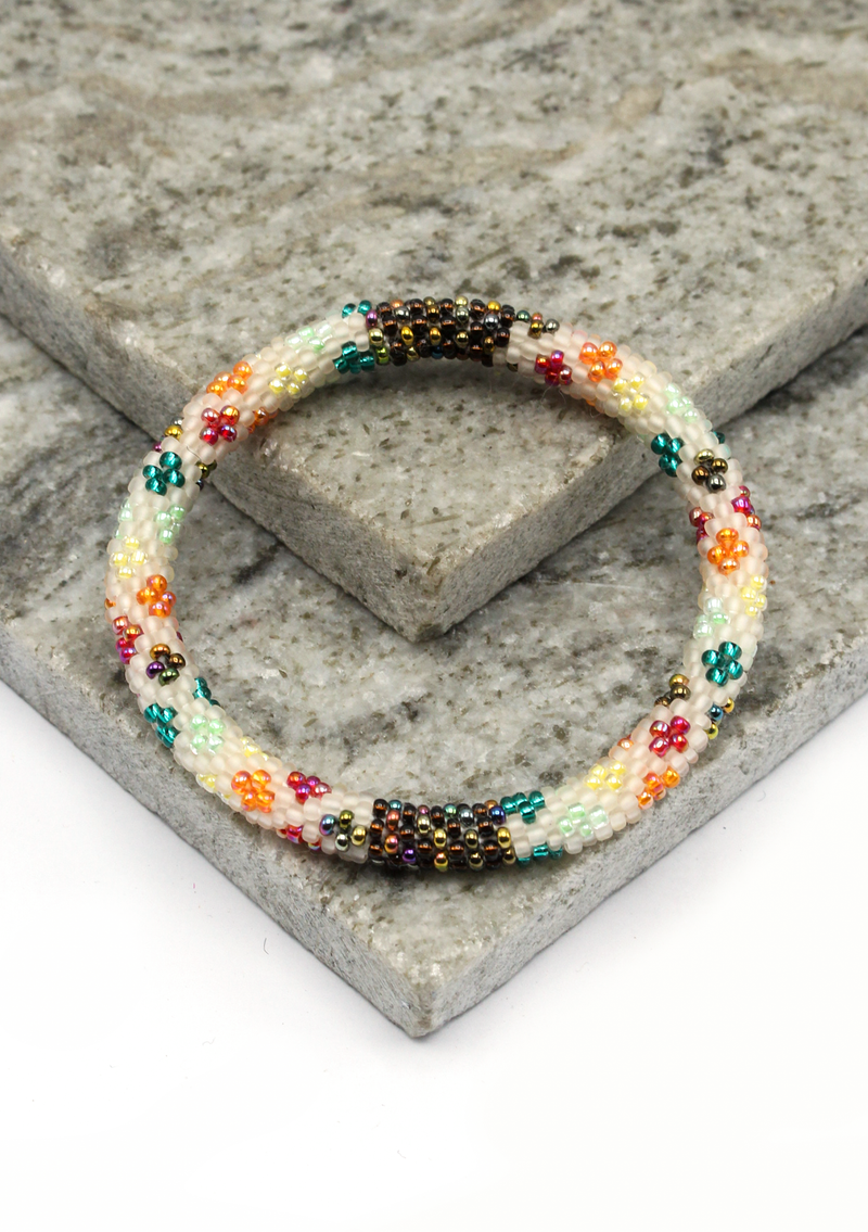 White  Roll on Beads Bracelet
