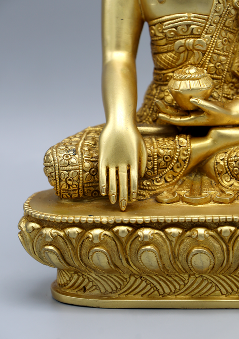 Fully Gold Plated Shakyamuni Buddha Statue 8"H