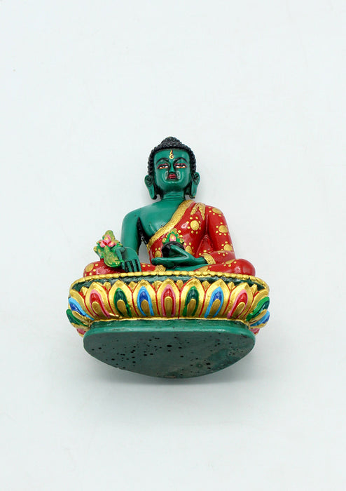 Hand Painted Green Healing Medicine Buddha Statue