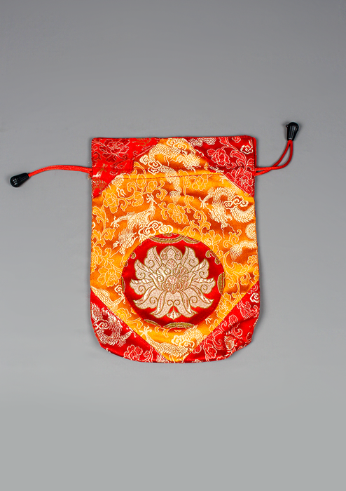 Lotus Brocade Embroidered Mala and Jewelry Bag