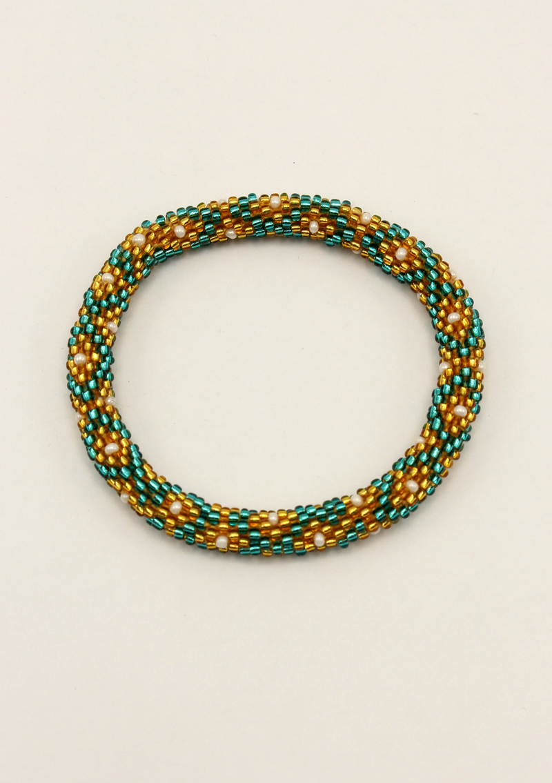 Green Golden  Roll on Beads Shrawan Bracelet