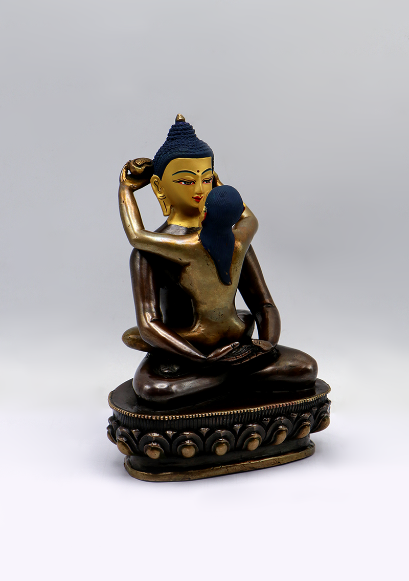 Gold Face Painted Buddha Shakti Samantabhadra Statue 7"H
