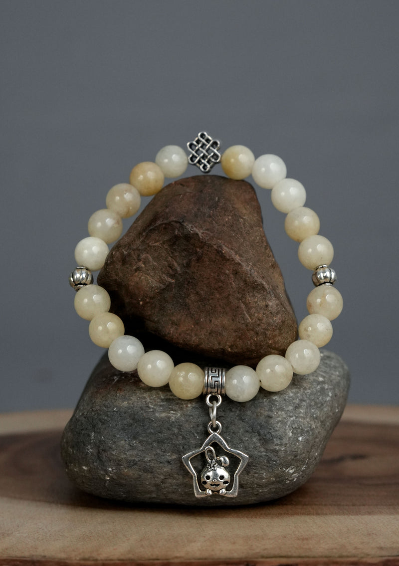 Mixed Stones Wrist Bracelet with Charm