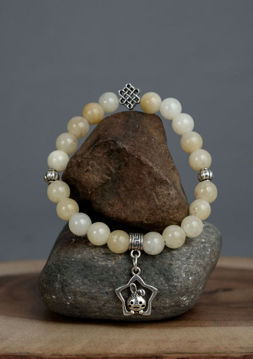 Mixed Stones Wrist Bracelet with Charm