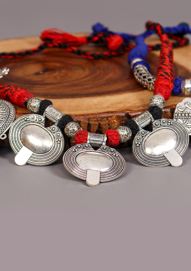 Elegant White Metal Tribal Style Pendant from Nepal