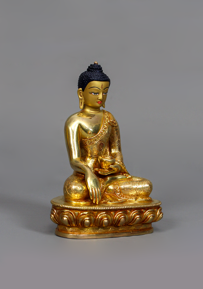 Fully Gold Plated Shakyamuni Buddha Statue 5.5" H