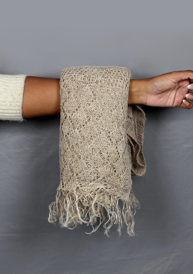 Handcrafted Wild Nettle Yarn Patterned Shawl