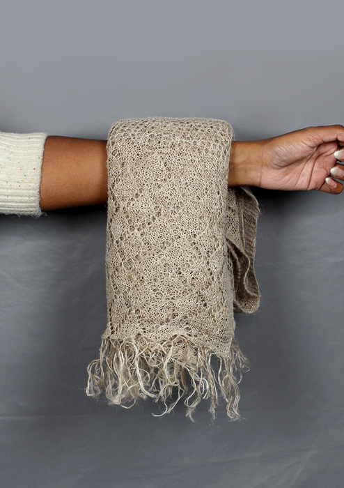 Handcrafted Wild Nettle Yarn Patterned Shawl