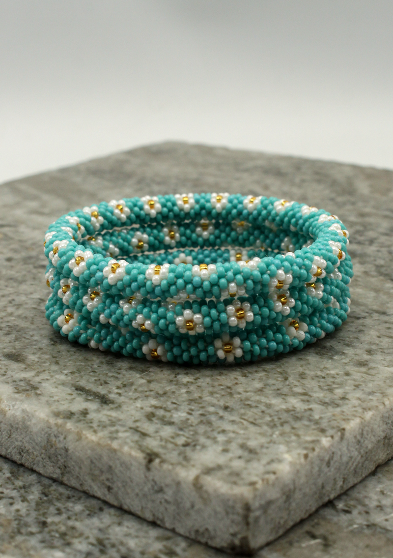 Ocean Blue  Reef Roll on Beads Bracelet