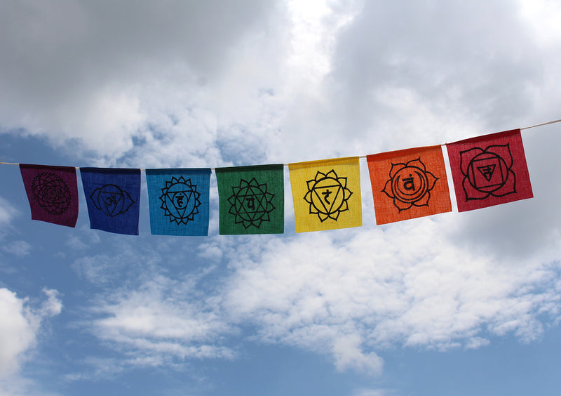 Seven Chakra Symbol Poly-Cotton Prayer Flags