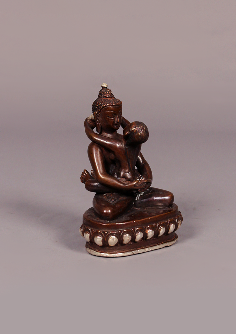 Copper Samantabhadra Statue 4" H