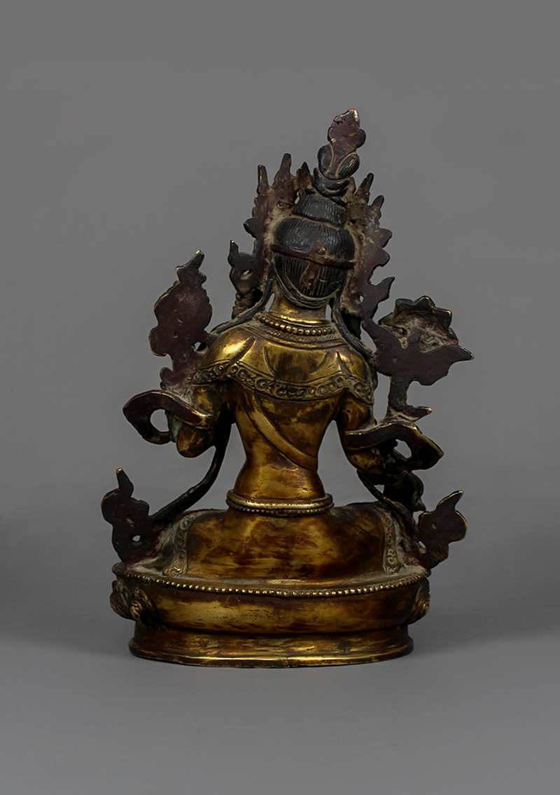 Antique Style Green Tara Statue 8.75" H