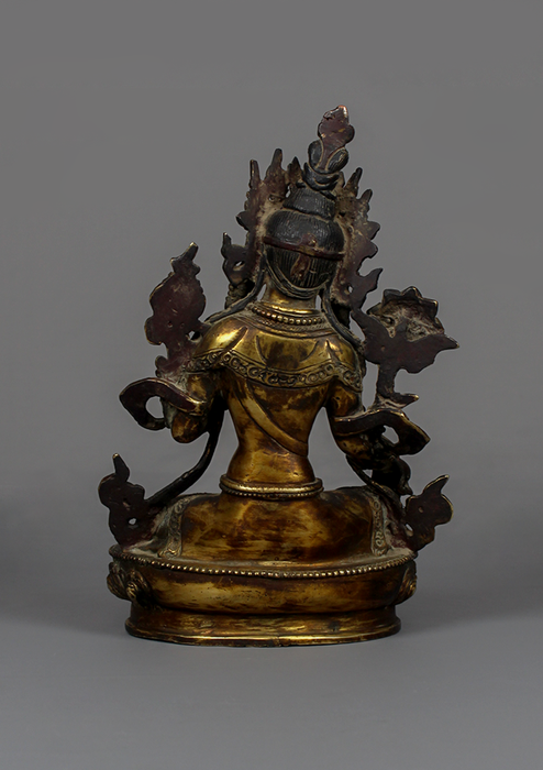 Antique Style Green Tara Statue 8.75" H