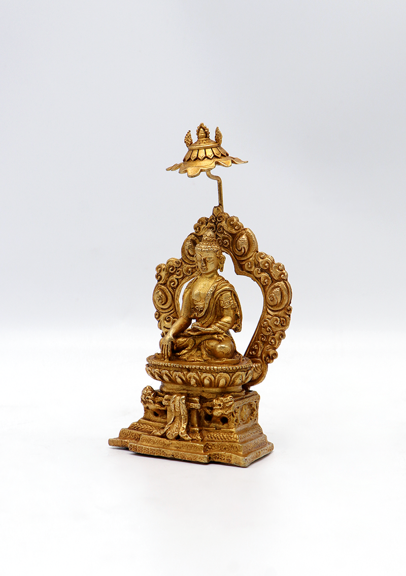 Copper Gold Electroplated Shakyamuni Buddha Statue 4"H