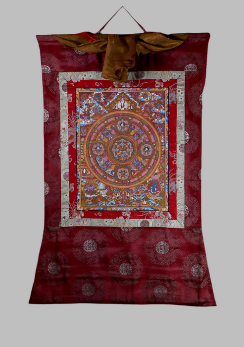 Five Mandala Brocade Thangka Painting