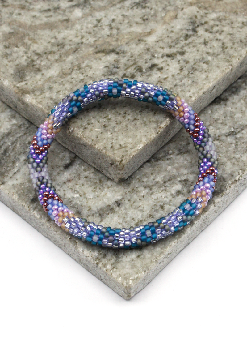 Purple Blue Roll on Beads Bracelet