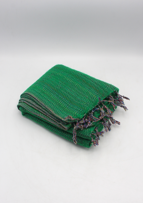 Handmade Soft Green with Red Lining Yak Wool Shawl