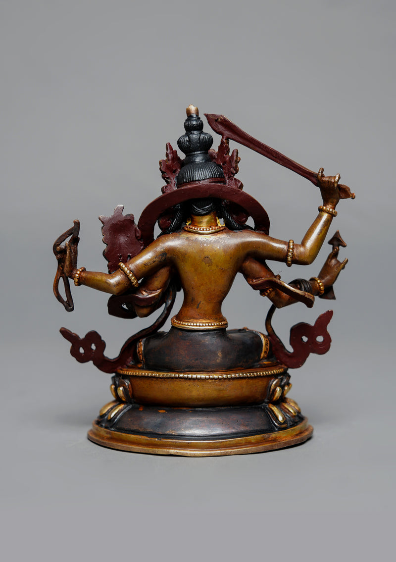 Partly Gold Plated Maha Manjushree Statue 6.25" H
