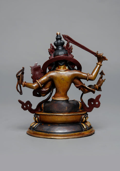 Partly Gold Plated Maha Manjushree Statue 6.25" H