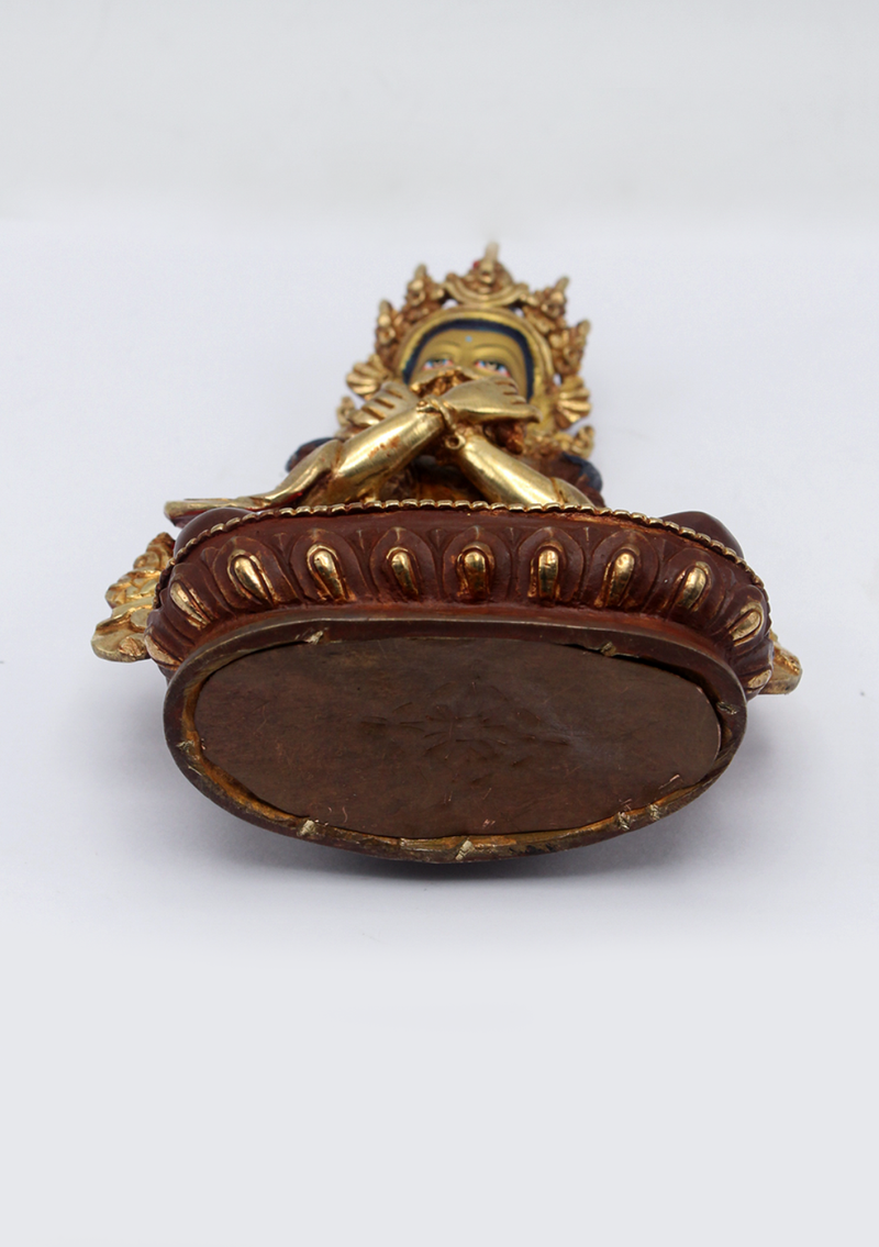 Partly Gold Plated Copper Vajradhara Statue 5.5"H