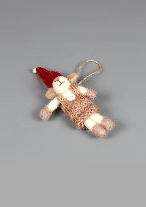 Felt Mouse Hanging Decoration with Knitted Outfit & Hat – Fair Trade Handmade
