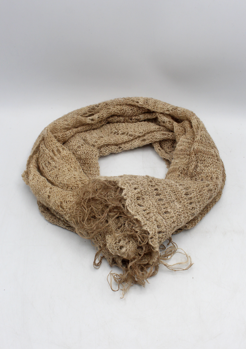 Natural Nettle Yarn Woven Shawl- Light
