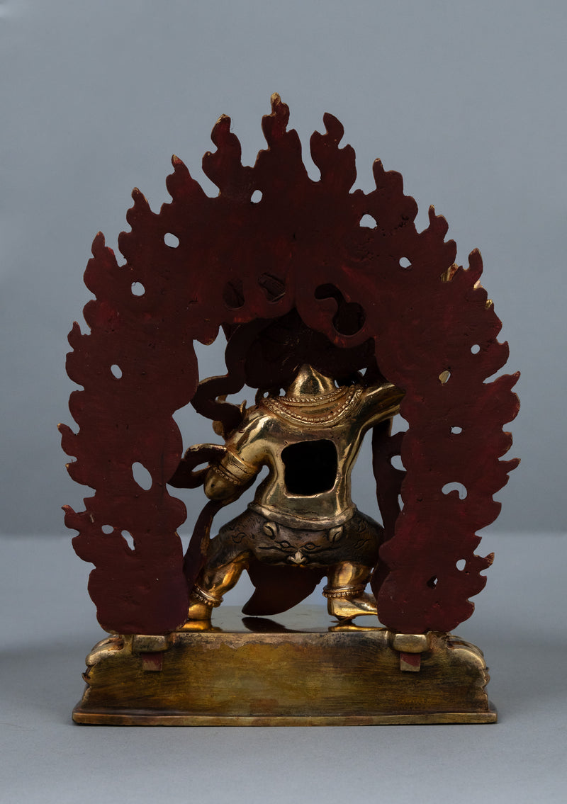 Partly Gold Plated Painted Vajrapani Statue 8" H