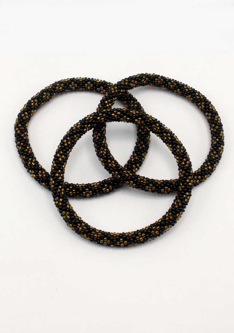Classic Black  Gold Roll on Beads Bracelet