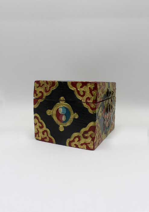 Handpainted Tibetan Wooden Boxes with Lotus- Small