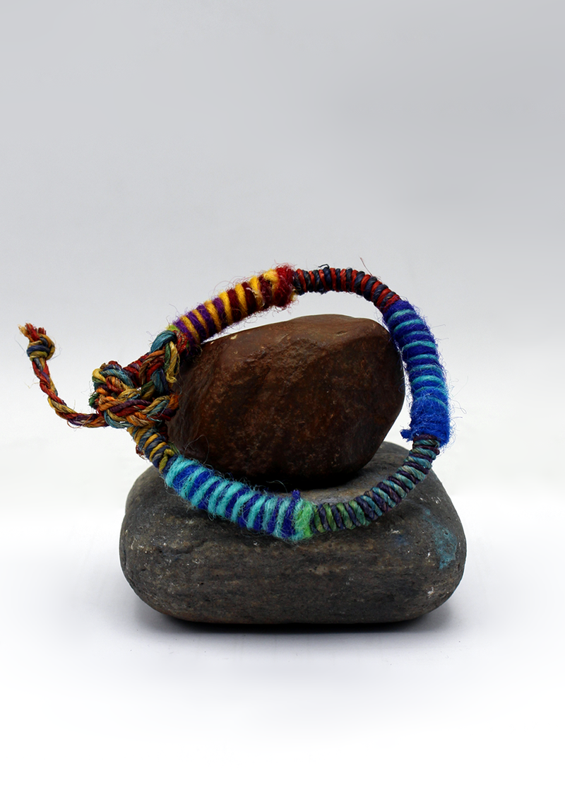 Blue Hemp Rope Wrist Band Bracelet