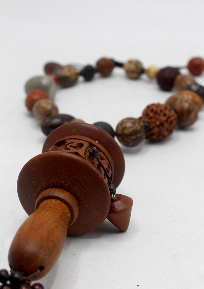 Tibetan Prayer Wheel Carved Wooden Car Hanging Amulet
