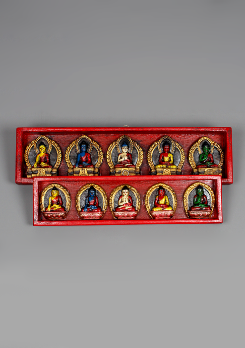 Wooden PANCHA BUDDHA Door Hanging Plaque