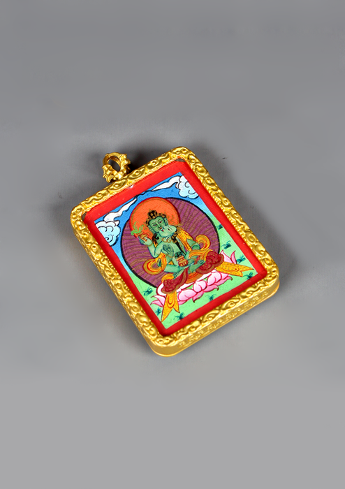 Samantabhadra Mini Thangka Amulet Pendant