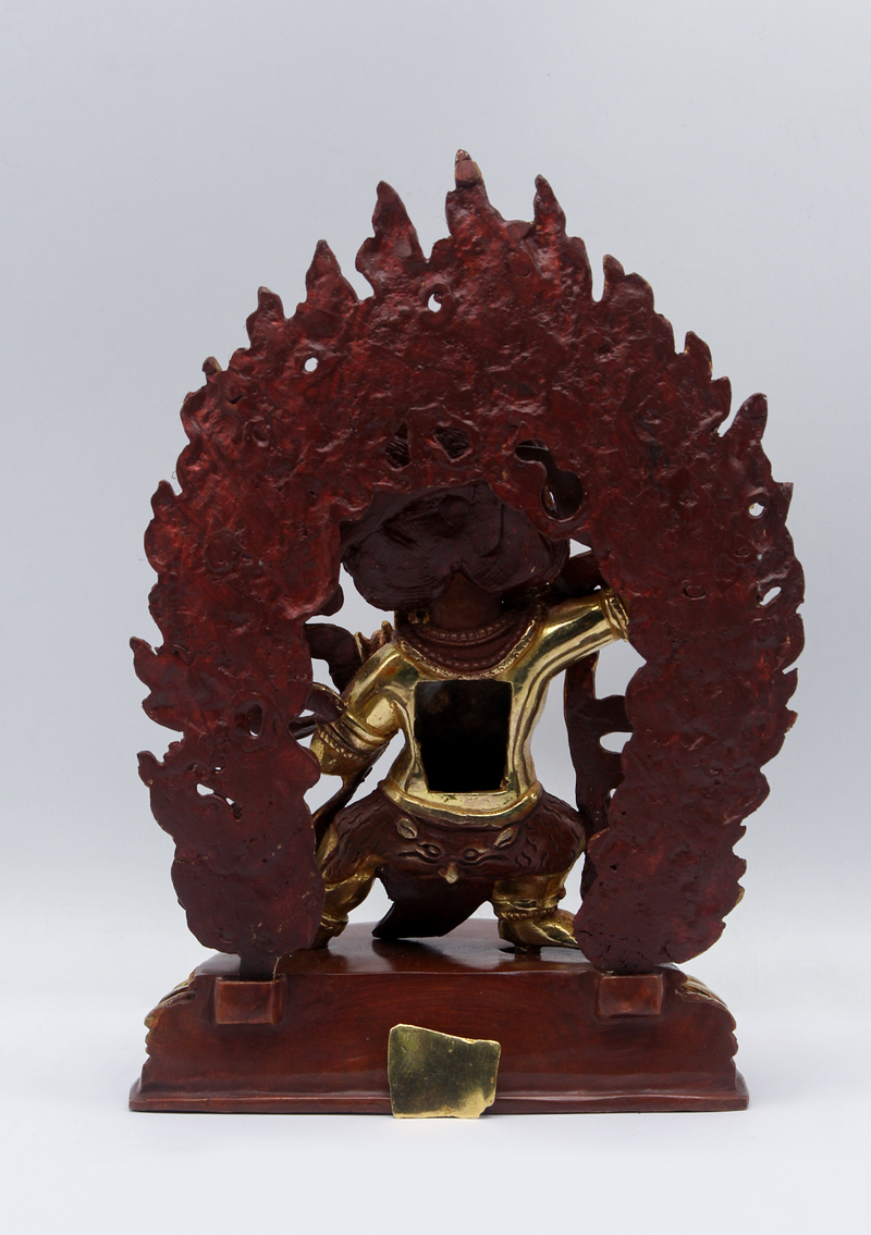 Copper Partly Gold Plated Vajrapani Statue 8.5"H