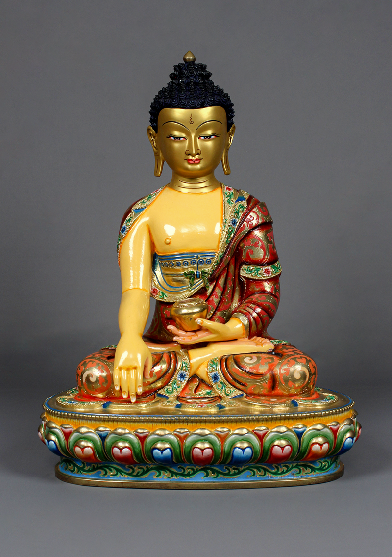 Masterpiece  Gilted Hand Painted  Shakyamuni Buddha Statue 14"