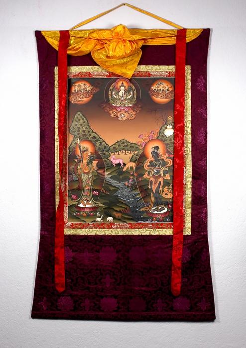 Rig Sung Gompo Brocade Thangka Painting