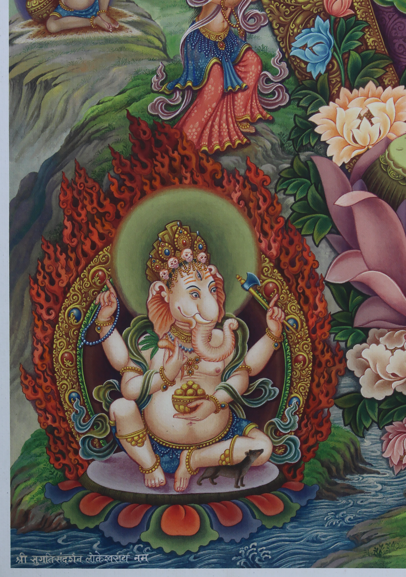 Sudarshan Lokeshvara Newari Paubha Print Signed by Sundar Sinkhwal