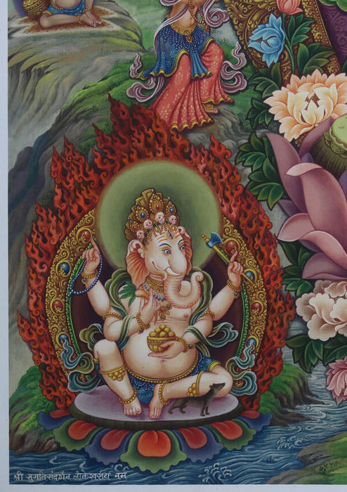 Sudarshan Lokeshvara Newari Paubha Print Signed by Sundar Sinkhwal