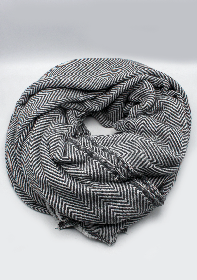 Chevron Patterned 100% Cashmere Blanket