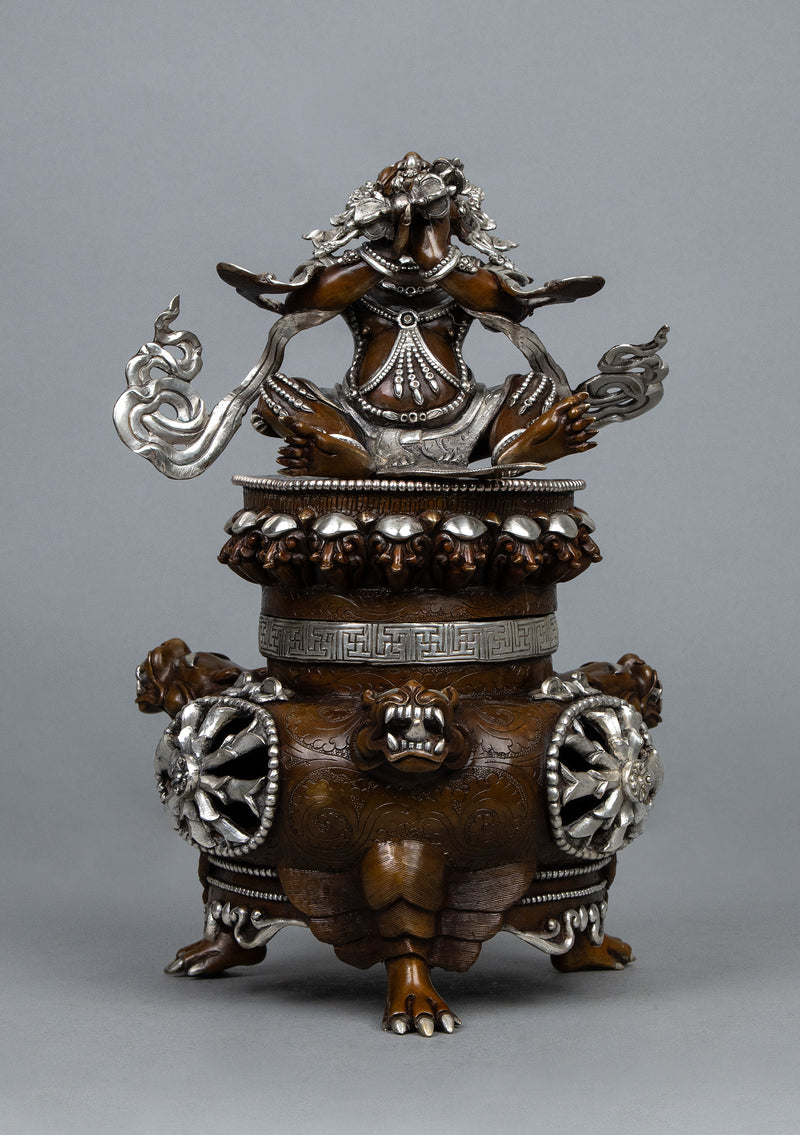Silver  Plated Copper Vajradhaka Statue 12.5"H