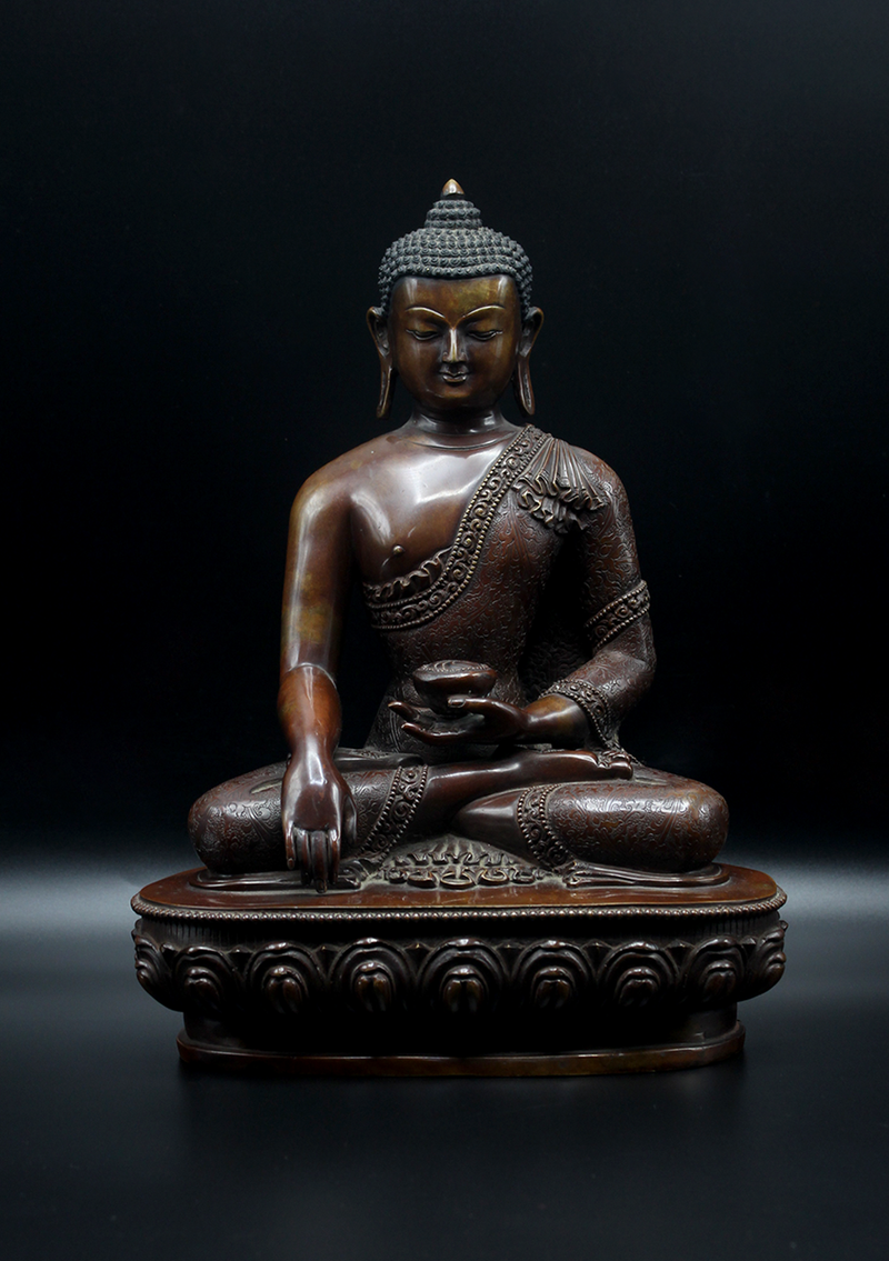 Copper Oxidized Masterpiece Shakyamuni Buddha Statue 11"