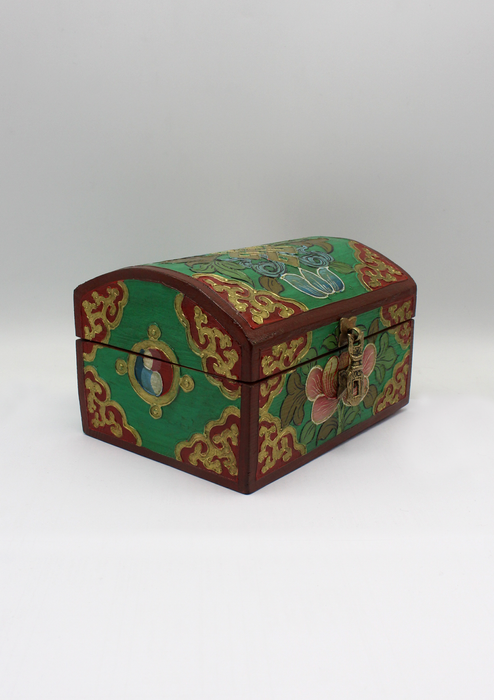 Handpainted Tibetan Wooden Optical Box with Endless Knot- Large