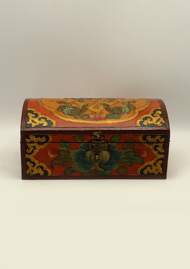 Handpainted Tibetan Wooden Endless Knot Optical Box