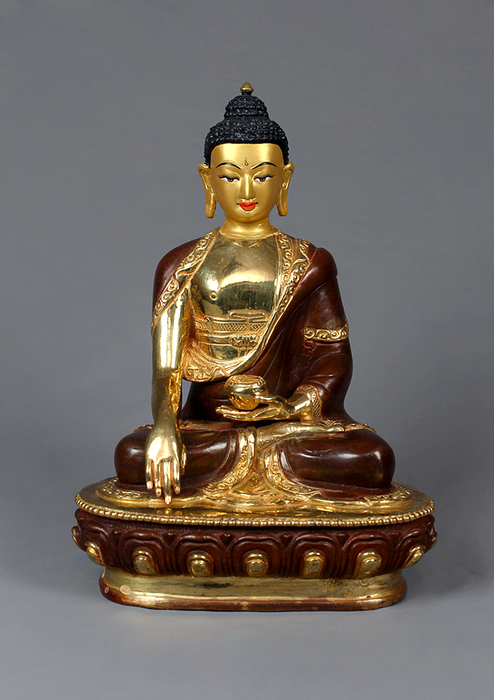 Partly Gold Plated Shakyamuni Buddha Statue 8.5" H