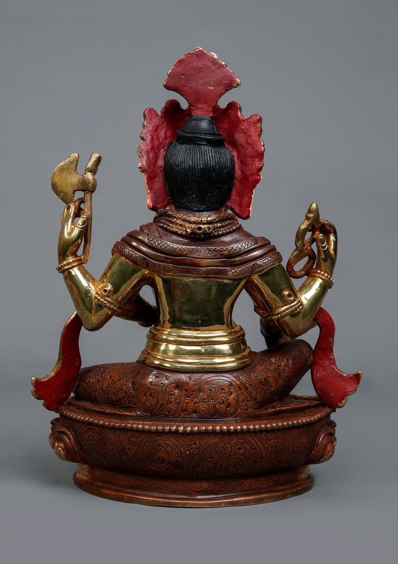 Handcrafted Copper Gilt Ganesha Sculpture 9" High
