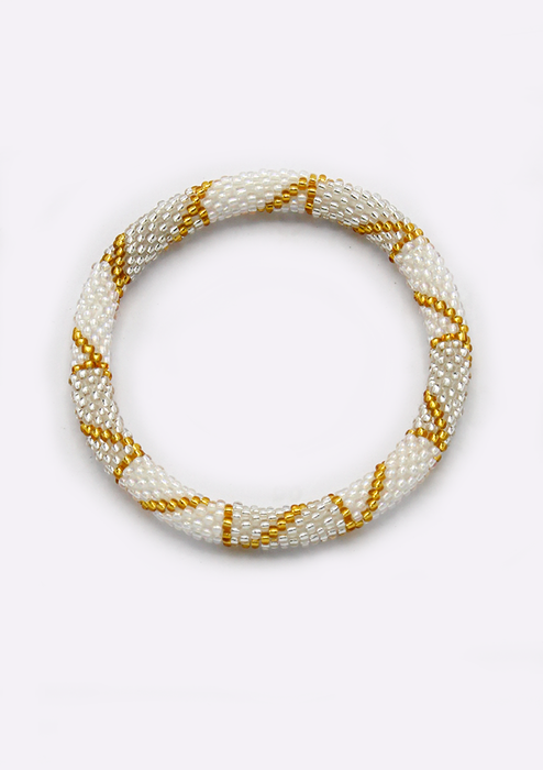 Roll on Beads White Gold Stripe Roll Bracelet - NEW BATCH
