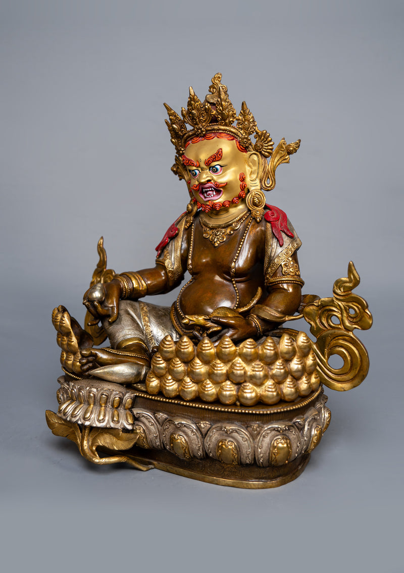 Partly Gold Plated Dzambhala Statue 16"H