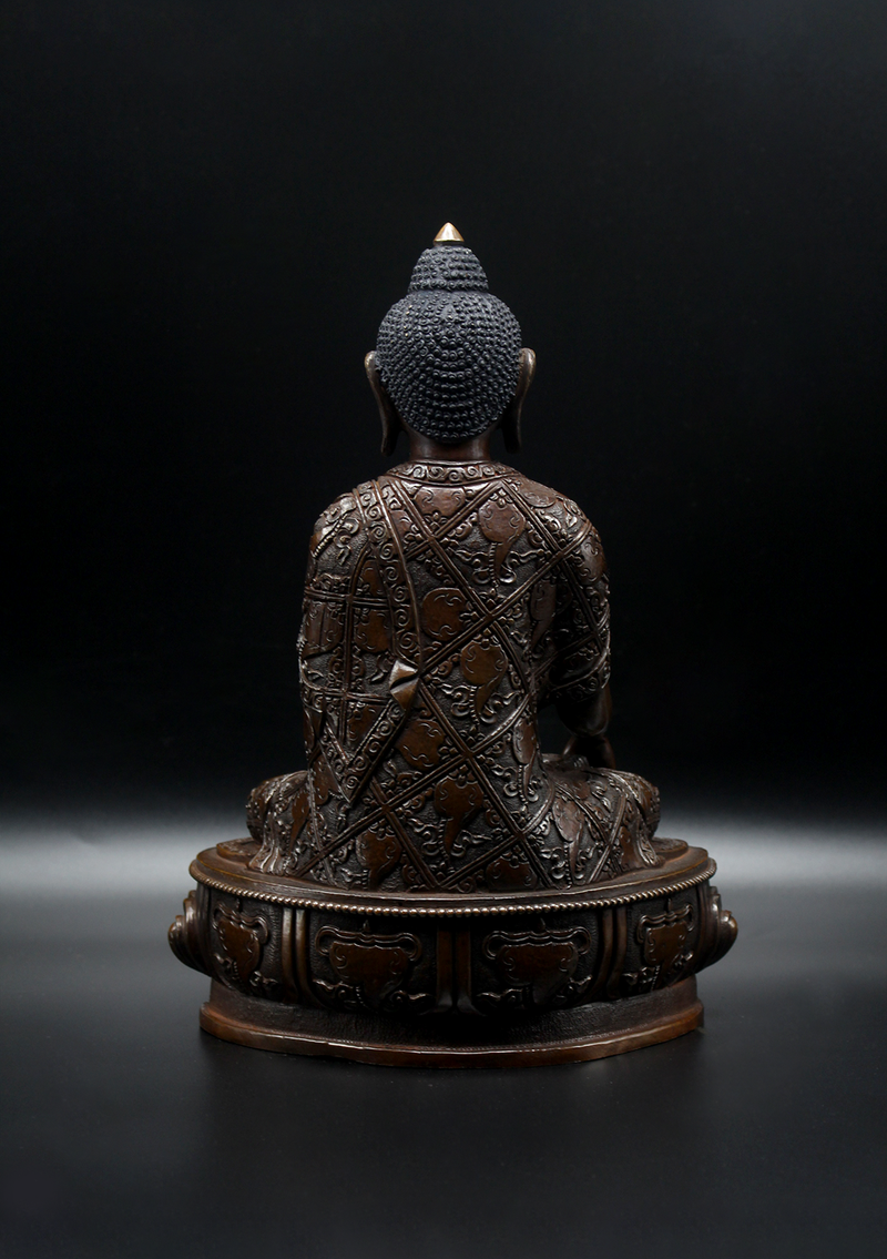 Copper Shakyamuni Buddha Statue 9"H