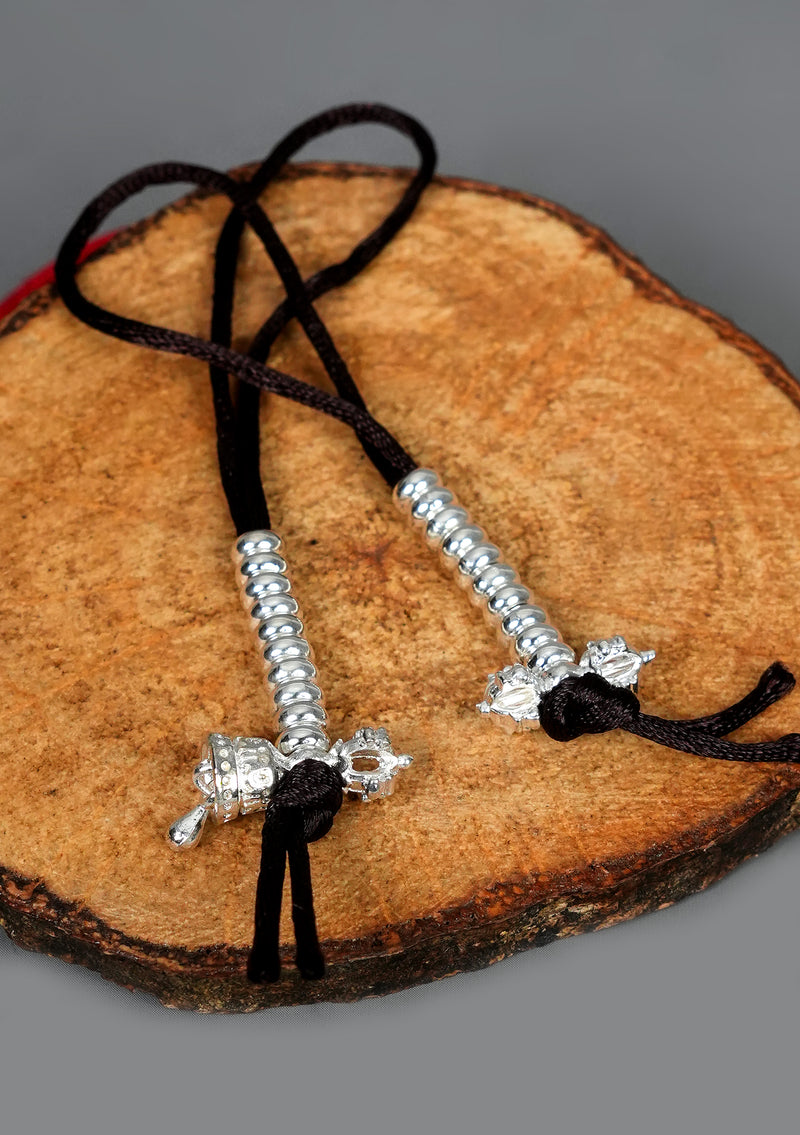 Tibetan Silver Color Bell & Dorjee Mala Counter Pair